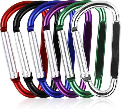 Dailygoods- Karabijnhaak D-vorm - 6 Stuks - Mini Karabijnhaak - Sleutelhanger - Vliegtuig-aluminiumlegering - Duurzaam en Lichtgewicht - Haak