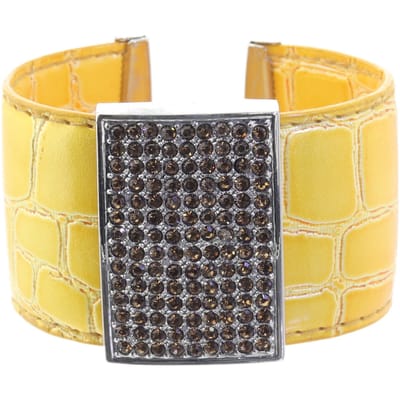 Behave – Armband dames breed – okergeel krokodillenlook – avond chic