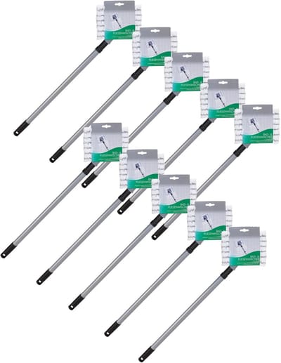 Novaliv 10x tegelreiniger badkamerwand met telescopische steel inclusief microvezelhoes tegelwisser badkamerwisser tegelreiniger badkamer