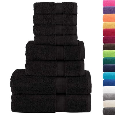 vidaXL - 8-delige - Handdoekenset - SOLUND - 600 - g/m² - zwart
