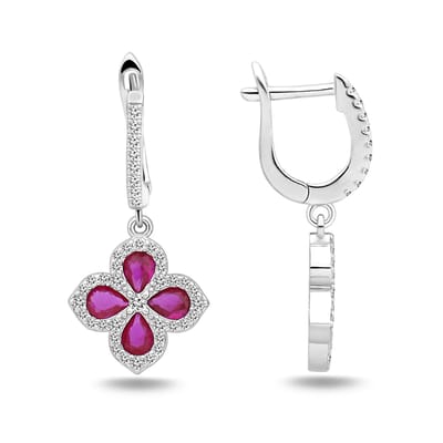 Juwelier Zwartevalk zilveren (gerhodineerd) bloem oorbellen met zirkonia - 22.287