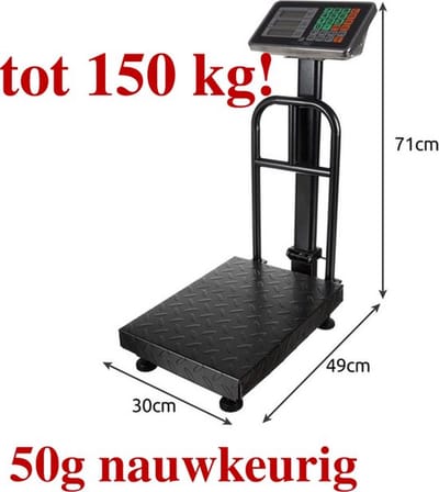 Isotrade Platformweegschaal 150 KG - pakketweegschaal - Industriële weegschaal
