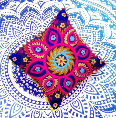Cusion Cover, geborduurde kussenhoes, maat 16 X 16, Boho Cusion Cover, meerkleurig, decoratieve sierworp cosuins (20)