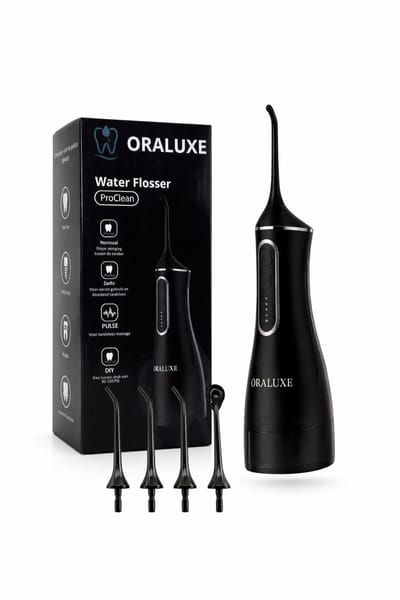 Oraluxe® Waterflosser – Draadloze Monddouche – Flosapparaat – 320 ml Waterreservoir – IPX7 Waterdicht – 4 Drukstanden – USB-C Oplaadbaar – Draagbaar
