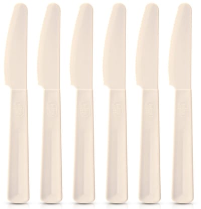 Tafelmessen Plastic Crème 6 stuks - Tafelmessenset - Messen
