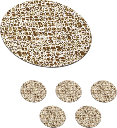 Onderzetters voor glazen - Rond - Dierenhuid - Reptielen - Bruin - Patronen - 10x10 cm - Glasonderzetters - 6 stuks