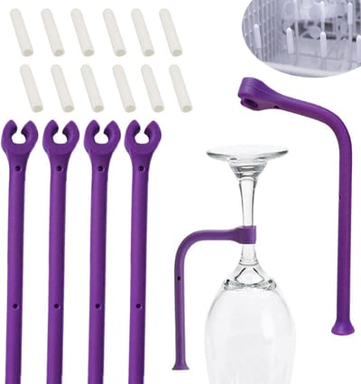 Siliconen Afvoersysteem voor Wijnglazen - Flexibele Bescherming voor Stemware, Universele Vaatwasser Accessoire en Tine Prong Reparatie Caps (Totaal 14 stuks)