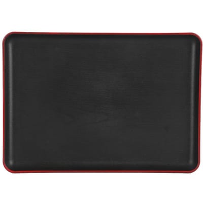Blad Houtnerf Imitatie Rechthoekig Acryl Plastic Dienblad voor Fastfood Hotel Huis Restaurant692 black