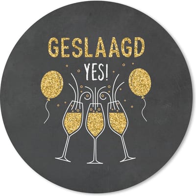 Muismat rond 20x20 cm - Mousepad Spreuken - Quotes - 'Geslaagd, Yes!' - Ronde muismatten