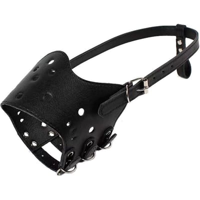 Muselière pour chien de compagnie Réglable Respirante en Cuir PU Muselières Arrête Morsure Aboiement Mastication Pour Chiens Petits Moyens Grands et Très Grands S black