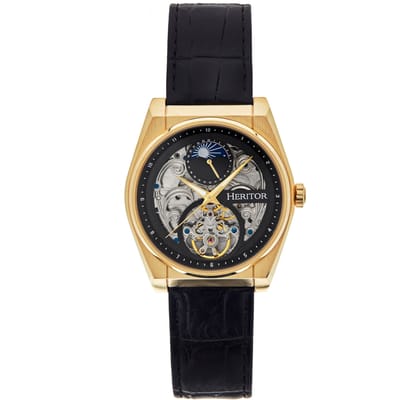 Heritor Automatic Daxton Skeleton Horloge - Zwart/Goud