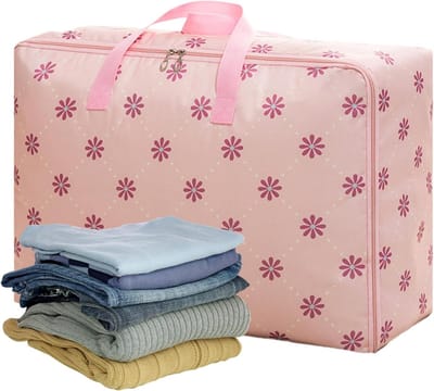 Donsdeken Opbergtas - Dekbed Opbergzak - Ruimte Besparen - Versterkte Structuur - 55x33x20cm - Roze
