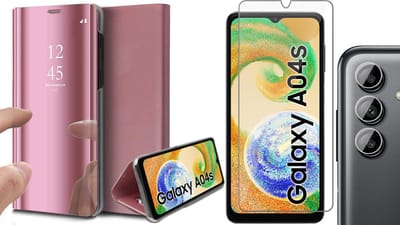Hoesje geschikt voor Samsung Galaxy A04s / A13 5G - Screenprotector GlassGuard & Camera Lens Screen Protector - Book Case Spiegel Roségoud