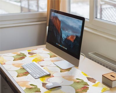 Coloray Bureau Onderlegger - Ginkgo bladeren Bureau Pad - 100 cm x 50 cm - Geel Bureau Onderlegger - Bureau Mat - Bureaumat - Onderlegger Bureau - Bureau Onderlegger Groot