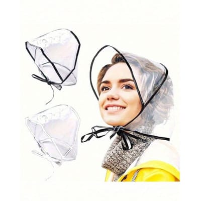 1 pièce Bonnet de pluie en PVC pour femmes Transparent Imperméable Chapeau de pluie Transparent Chapeaux de pluie Transparent Écharpe de pluie Imperméable Réutilisable Résistant à l'eau Pliable Black multicolore