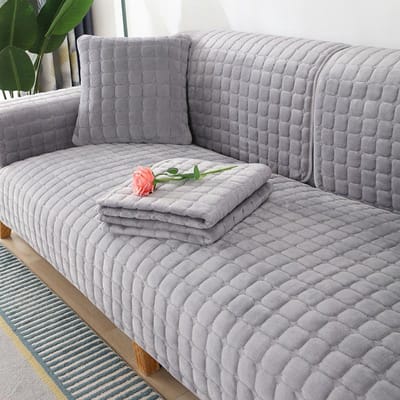 Winterverdikt flanel bankkussen antislip eenvoudige moderne stoffen bankhanddoekhoes 110*160cm grijs