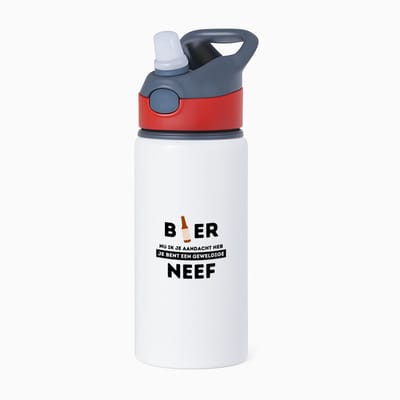 Hacebo® - bier, nu ik je aandacht heb je bent een geweldige neef waterfles met rietje rood - Neef - de beste neef - verjaardagscadeau - verjaardag - cadeau - cadeautje voor neef - neef artikelen - kado - geschenk - gift - water fles - 650ML
