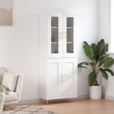 vidaXL - Hoge - kast - 69,5x34x180 - cm - bewerkt - hout - wit