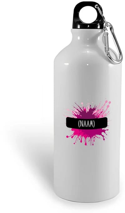 Hacebo® - Verfvlek roze/paars met je eigen naam waterfles - iemand die houdt van schilderen of kunst - kunstenaars - kunst liefhebbers - schilders - cadeau - verjaardagscadeau - kado - gift - geschenk - verrassing - water fles - 400ML