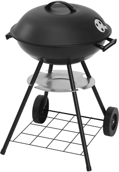 ITRONIQ BBQ Houtskool - Barbecue Met Wielen - 41 cm Grill - Draagbare BBQ - Voor Tuin Camping en Balkon - Compact - Zwart