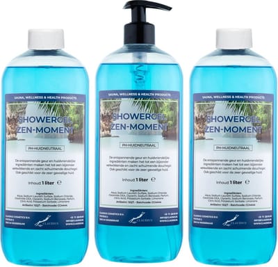 Claudius Douchegel Zen Moment 1 liter - set van 3 stuks - met gratis pomp - Showergel