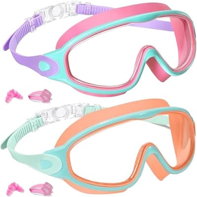 VHV-Zwembril voor Kinderen - Anti-Condens Zwembril met Neusbeschermer - UV-Bescherming - Zwembril voor Jongens en Meisjes - Comfortabele Zwembril voor Zwembad en Strand