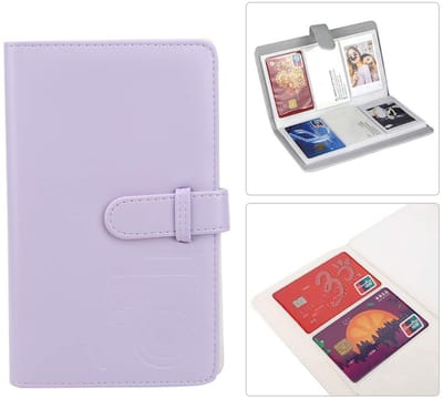 Dailygoody - Fotoalbum - Mini Camera's - 96 Compartimenten - Paars - Perfect voor herinneringen - Ruimte voor foto's - Geschikt voor kleine foto's - K