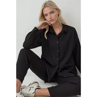 Linnenmix Lange Mouwen Shirt en Broek Set