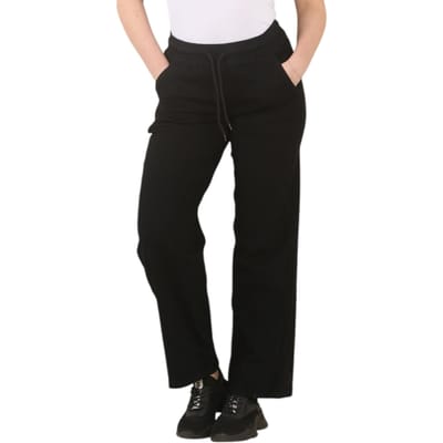 MYT Womens Elasticated High Waist Wide Leg Jeans in Zwart