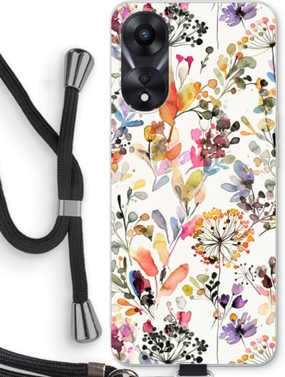 Case Company® - Hoesje met koord geschikt voor Oppo A78 5G hoesje met Koord - Wilde grassen - Telefoonhoesje met Zwart Koord - Bescherming aan alle Kanten en Over de Schermrand
