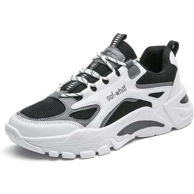 Heren ademende mesh casual sportschoenen vier seizoenen outdoor zachte zool comfort hardloopschoenen student wandelschoenen sneakers 44 black