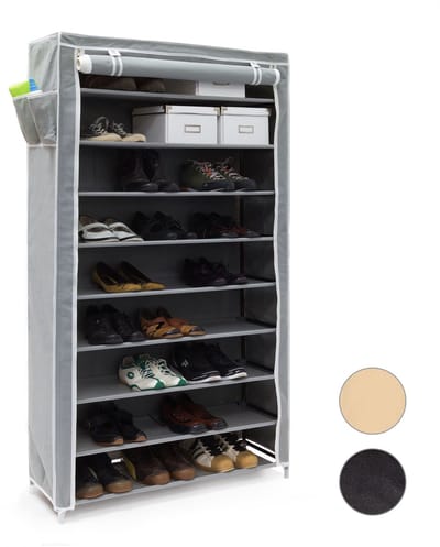 schoenenrek VALENTIN - 10 etages - 45 paar - stof - 161x88x30 cm - antraciet