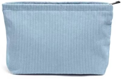 Make-up Tas - Blauw - Corduroy - Rits - Ritssluiting - 23x17x4cm - Cosmetica - Toilettas - Etui