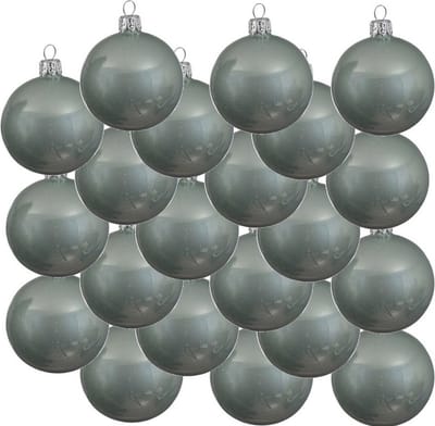 18x Mintgroene glazen kerstballen 8 cm - Glans/glanzende - Kerstboomversiering mintgroen