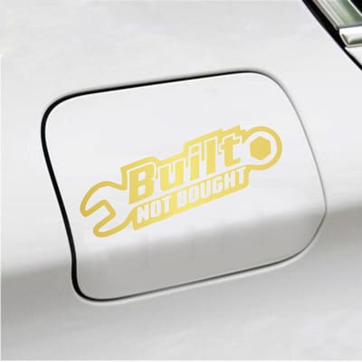 Bumpersticker - Built Not Bought - 8 X 20 - Goud