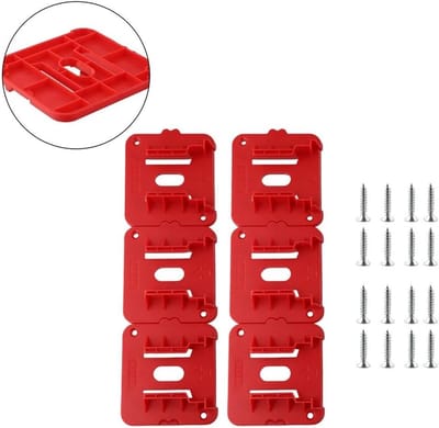 Batterij Houders - Accu Opbergrek - Gereedschap Organiseren - Veilig Vergrendelingsmechanisme - 6 Stuks - Rood