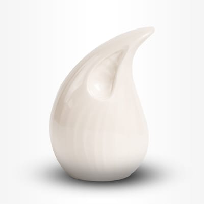 Teardrop Urn Middel 400 ml Wit Glans - Urn voor Menselijke As - Crematie Urn voor As Volwassenen - Dieren Urn voor As Crematie - Urn Hond - Urn Kat