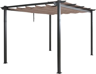 Aluminium pergola MCW-N93, tuinpaviljoen tuin, stevig 8cm frame schuifdak UV50+ 3x4m ~ taupe