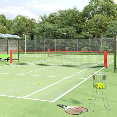 Sportnet - Tennis net - Sporten en Spelen - Stabiel stalen frame - 600x100x87 cm - Zwart Rood