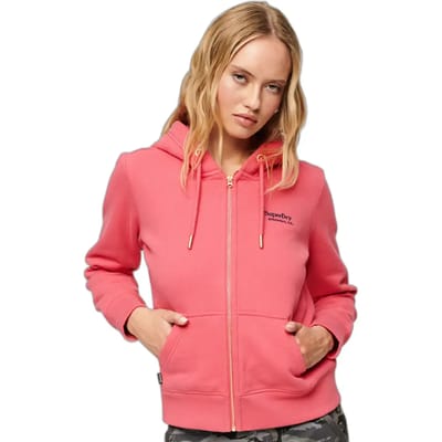 Superdry Essential Logo Zip Hoodie Dames Trui - Camping Pink - Maat S