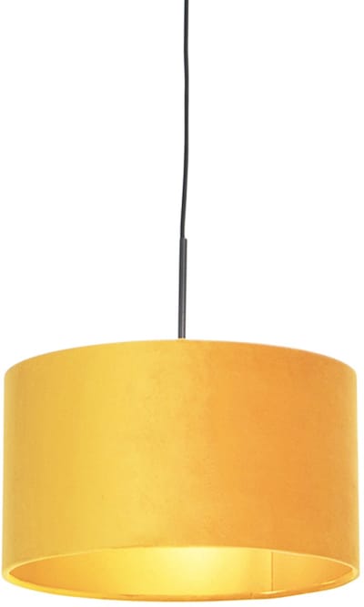QAZQA combi - Landelijke Hanglamp met kap - 1 lichts - Ø 350 mm - Geel - Woonkamer | Slaapkamer | Keuken