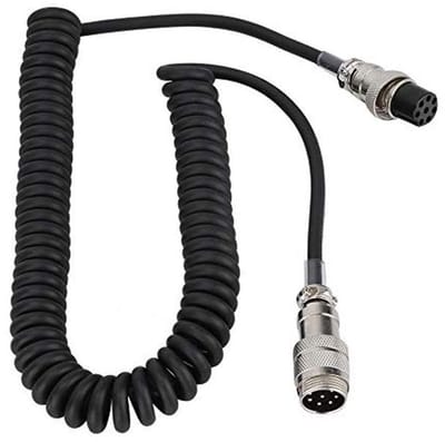 SnelShoppen - 8-Pins Spiral Microfoon Extension Kabel voor Radio Transceiver, Stretchy Spring Draad, Duurzaam Dikke Kabel, Airplane Plug Adapter voor