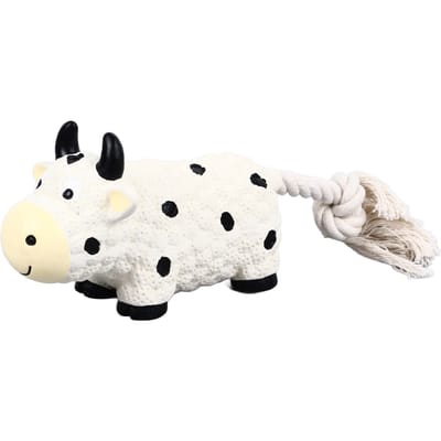 Jouet pour chien en latex couineur doux interactif forme unique chiot jouet à mâcher pour chiens petits moyens d'intérieur vache white
