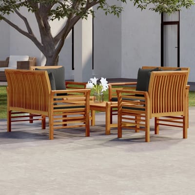 vidaXL - 5-delige - Loungeset - met - kussens - massief - acaciahout