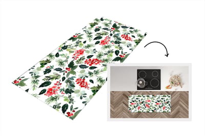Keukenloper - Loper keuken - Kerst - Waterverf - Maretak - 120x50 cm - Keukenloper vinyl