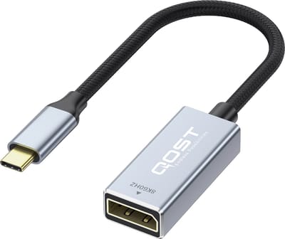 Qost - USB C Naar Displayport Adapter - 8K 120Hz - Type C 3.1 Naar Displayport - Thunderbolt 3