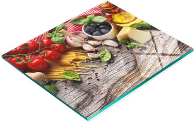Decoratieve glazen snijplank voor in de keuken, Italiaans eten, 60x52 cm