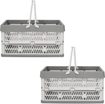 Dailygoods- Opvouwbare Campingbox - Kunststof - Handgrepen - Ruimtebesparend - 38x25x20cm - Lichtgewicht 1250g - Opbergbox