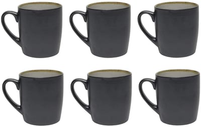 Cookinglife Mokken Nola Warm Grey – 350 ml – 6 Stuks – Steengoed Mok met Warme Grijze Reactive Glaze – Voor Koffie, Thee of Chocolademelk – Magnetron- & Vaatwasserbestendig