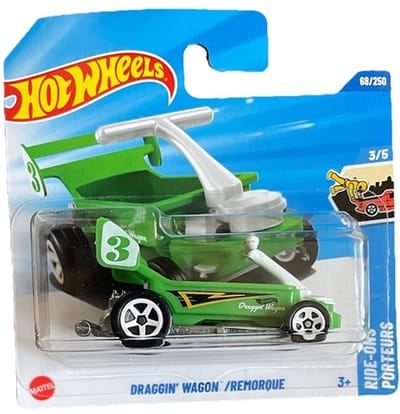 HOT WHEELS DRAGGIN WAGON REMORQUE 3 APPLE GREEN 68/250 HW RIDE ONS 3/5 SHORT CARD 2025